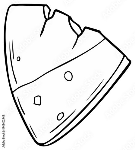 Cracked wedge of cheese illustration with holes for food or dairy concepts