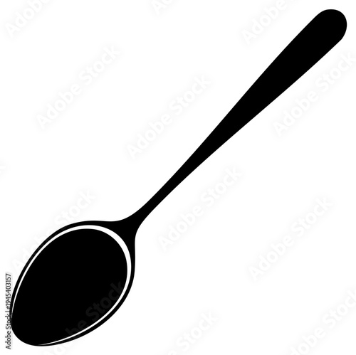 Black Spoon Silhouette Vector Icon for Kitchen, Food, Dining, and Eating Designs