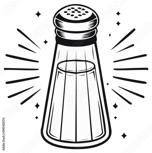 Retro salt shaker illustration black and white design