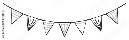Hand drawn doodle of a festive bunting banner with triangle flags