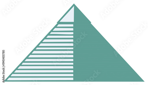 Stepped Pyramid Graphic with Contrasting Teal and White Halves