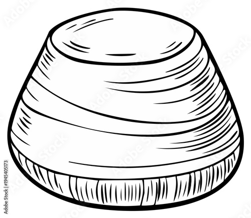 Simple Hand Drawn Sketch of a Clay Pot or Ceramic Vessel with Striped Texture