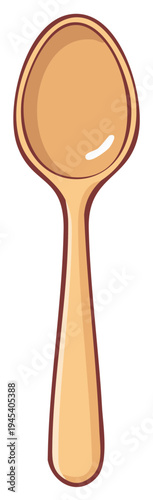 Stylized Wooden Spoon Kitchen Utensil Illustration for Cooking and Eating Concepts