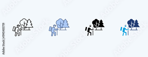 Outdoor Adventure Multiple Icon Illustration Vector