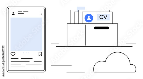 Recruitment process. Recruitment visualizes online resume storage, mobile profiles, and cloud-based solutions. Recruitment helps businesses streamline hiring. For HR, staffing, tech, innovation