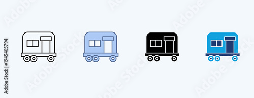 Campervan Multiple Icon Illustration Vector