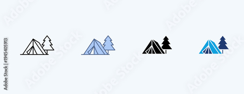 Premium Camping Multiple Icon Illustration Vector