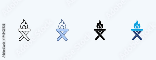 Bonfire Multiple Icon Illustration Vector