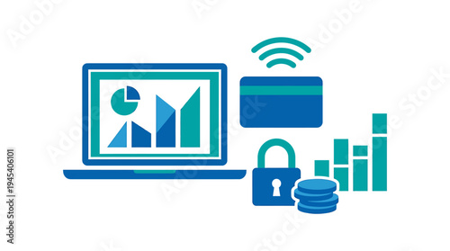 Data analytics and cybersecurity concept illustration. Vector Illustrations. EPS Editable