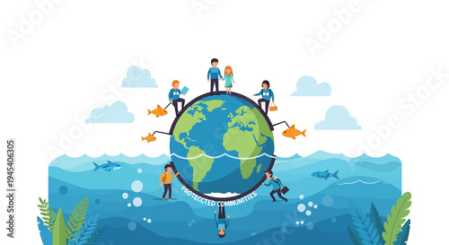Earth Day Celebration Representing Global Unity and Environment. Vector Illustrations. EPS Editable