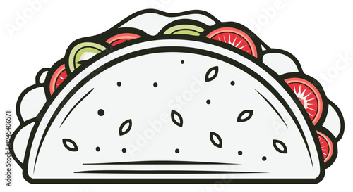 Delicious Open-Faced Taco Illustration with Fresh Toppings