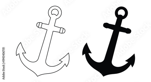 Two nautical anchors displayed in contrasting black and white silhouette