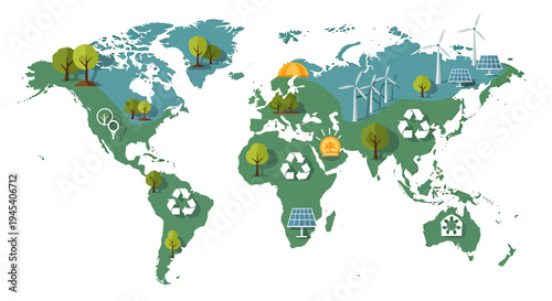 Earth Globe Planet Main Subject for Environmental Focus. Vector Illustrations. EPS Editable