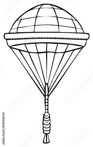 Retro globe shaped hot air balloon with basket and gondola sketch
