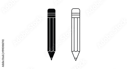 Two pencils depicted in contrasting styles a bold silhouette