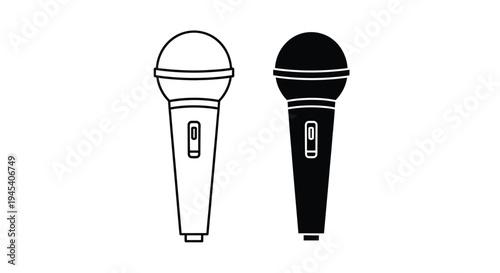 Two microphones shown in contrasting colors a striking silhouette
