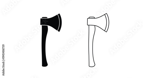 Two axes one solid black and one outline a striking silhouette