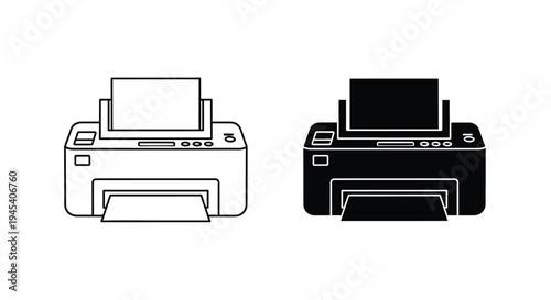 Two printer icons one light and one dark in a striking silhouette