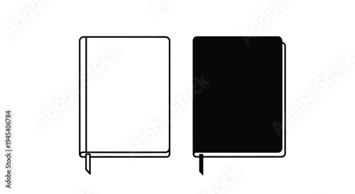 Two book icons one white and one black simple silhouette