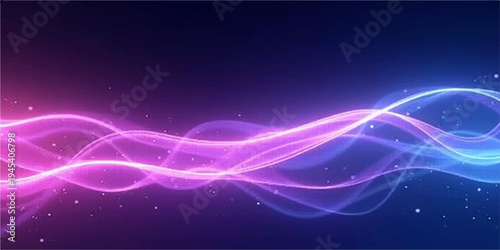 An abstract blue background with flowing waves and glowing fractal lines creates a bright motion pattern of light and energy for a high-tech vector wallpaper design