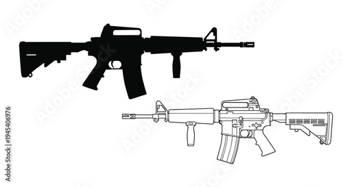 Detailed illustration of an ar 15 rifle showcasing its form silhouette
