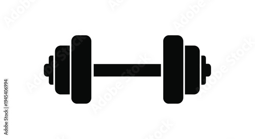 Black dumbbell icon simple design isolated on white background silhouette