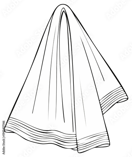 Draped White Fabric with Decorative Edging