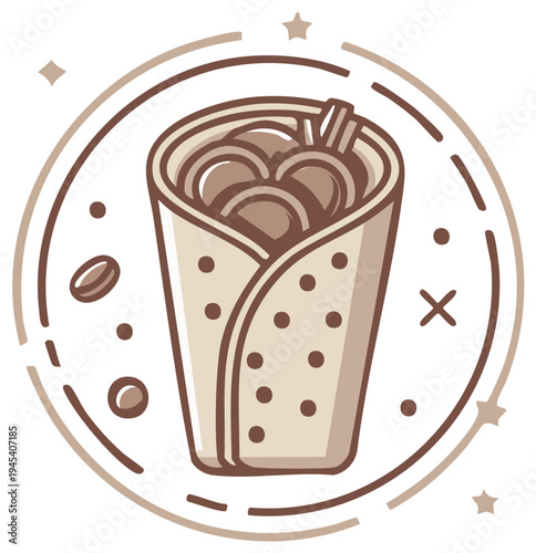 Cartoon wrap sandwich illustration, food concept with delicious ingredients