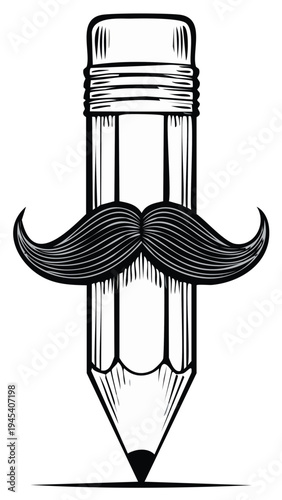 Pencil with Moustache, Illustration