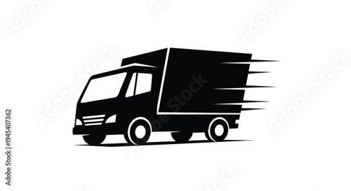 Fast delivery truck graphic in striking black a bold silhouette