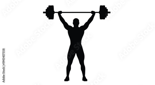 Weightlifter successfully completes a clean and jerk lift silhouette