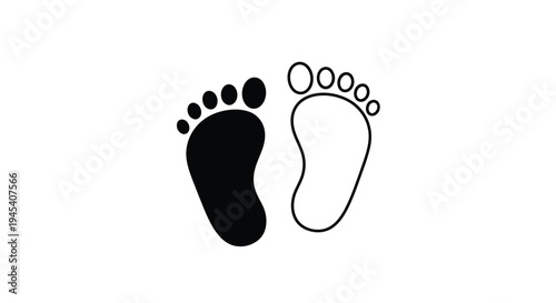 Footprints depicting baby and adult stark contrast silhouette