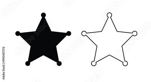 Two sheriff stars one solid and one outline a striking silhouette