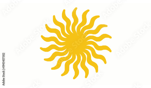 Abstract Pasta Sun Yellow Pattern Vector with Wavy Noodle Texture