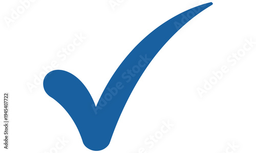 Simple blue checkmark icon on a white background symbolizing approval or confirmation in a clean and modern design.