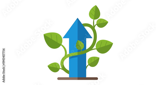 Growth Arrow Plant Emerging Green Energy Visual. Vector Illustrations. EPS Editable