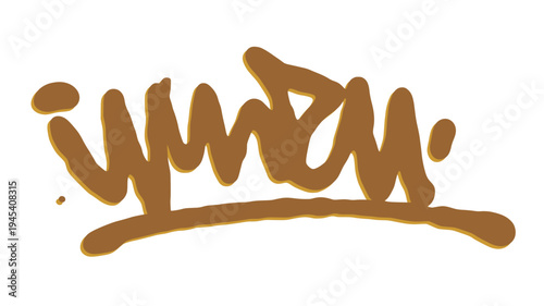 Graffiti Tag Word Illustration in Brown Hand Style for Traditional Street Art Branding and Urban Graphic Design.