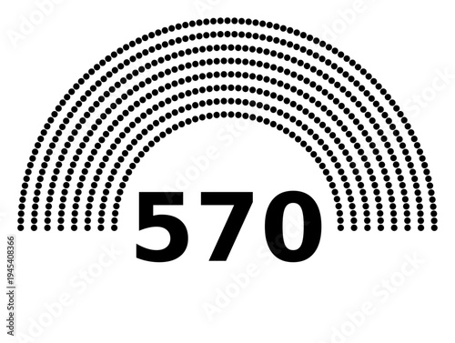 Hemicycle 570 seats - 8 rows
