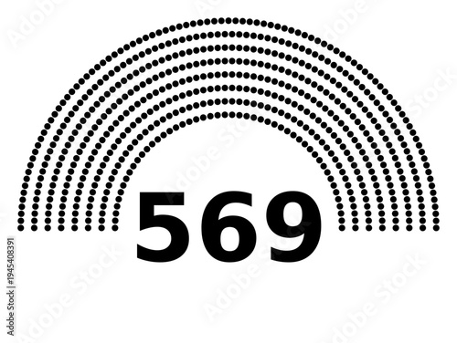 Hemicycle 569 seats - 8 rows