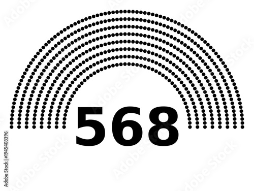 Hemicycle 568 seats - 8 rows