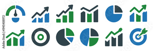 Modern KPI and analytics icon sheet – Great for project tracking, executive summaries, or data science tools.