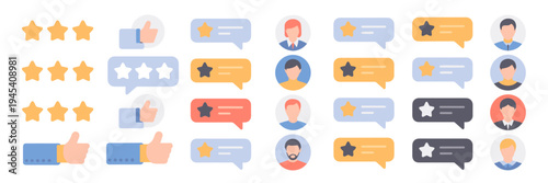 Minimalist rating and review icon pack – Great for customer satisfaction tools, product pages, or UX.