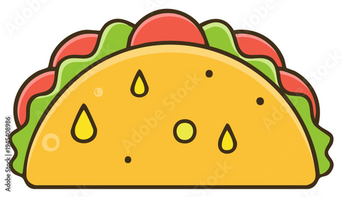 Simple taco illustration with cartoon style filling and flat design