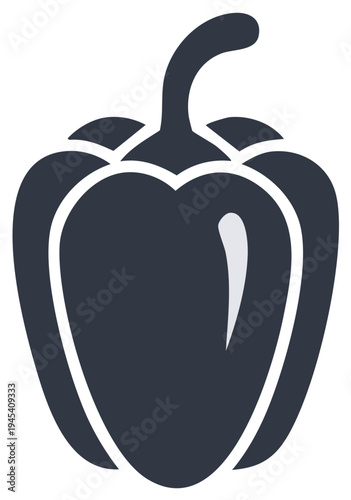 Stylized dark blue bell pepper illustration, isolated on a clean background, healthy eating concept.