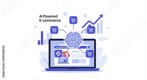 digital marketing analytics concept featuring a laptop and brain icons. Vector Illustrations. EPS Editable