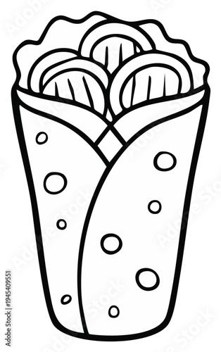 Hand drawn delicious wrap sandwich with fresh ingredients a quick meal illustration