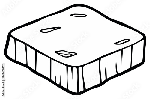 Simple Line Art Illustration of a Slice of Bread Toasted for Breakfast