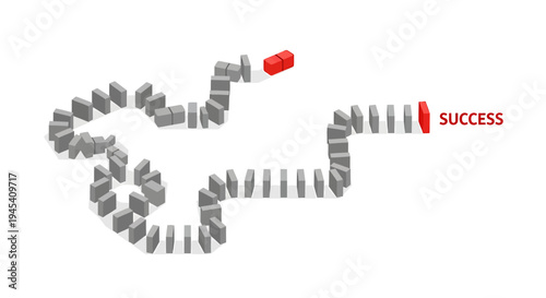 Group of people forming winding path toward success. Vector Illustrations. EPS Editable