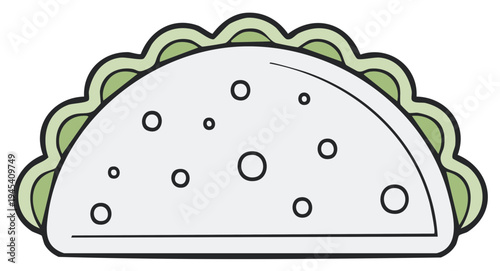 Simple taco graphic illustration, tasty meal, Mexican food cuisine, traditional snack concept, isolated on white