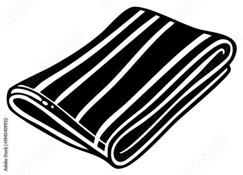 Folded blanket with stripes, minimalist illustration, textile